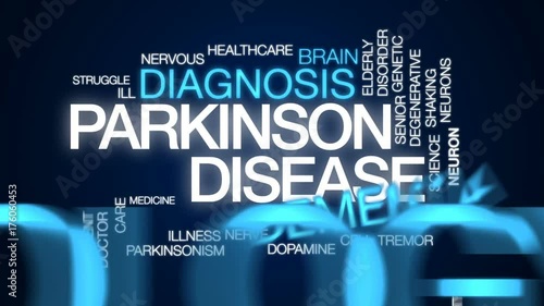 Parkinson disease animated word cloud, text design animation.