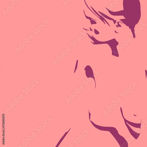 Naked young woman. Vector illustration. Female torso sketch