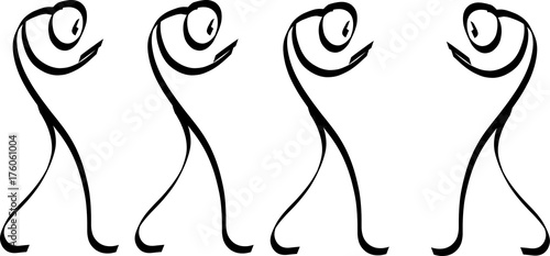 Vier Strichmännchen mit Smartphone