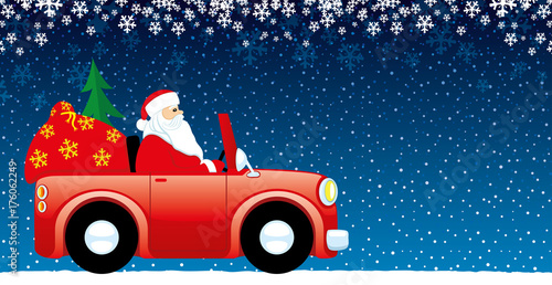 Santa claus in the car.