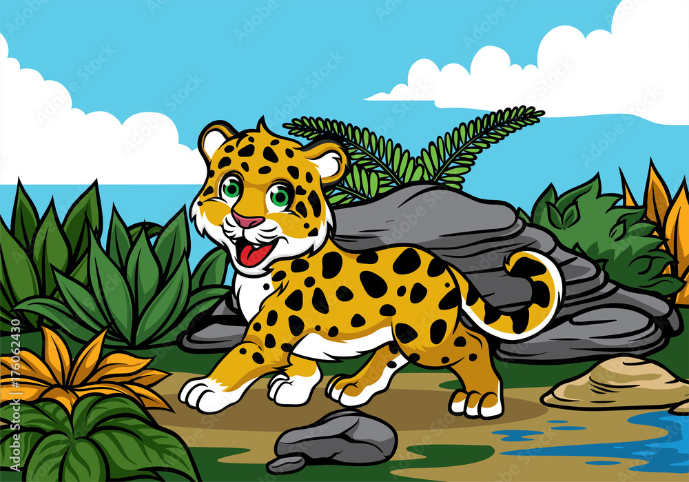 Naklejka premium young leopard in the jungle