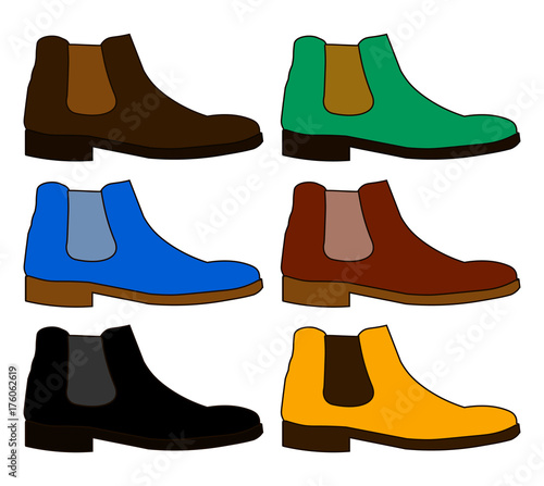 Classic chelsea shoe style boot isolated on white background Flat design Vector Illustration EPS