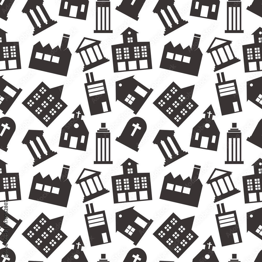 Buildings icon Seamless Pattern Vector Background, JPG JPEG,EPS Logo design yes Download Face book Social media EPS