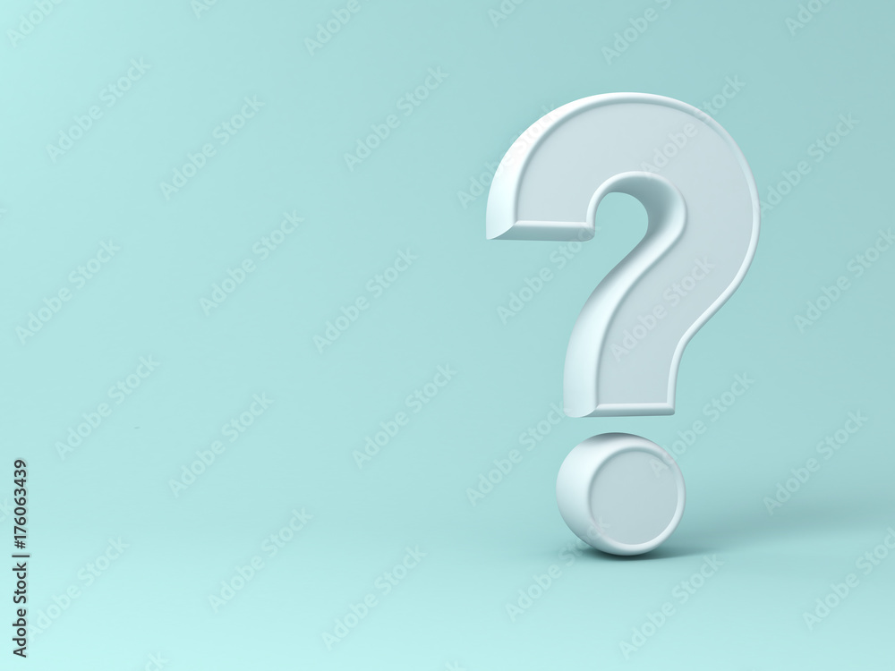 Question mark on green pastel color background with shadow and blank space . 3D rendering. Question mark on green pastel color background with shadow and blank space . 3D rendering.