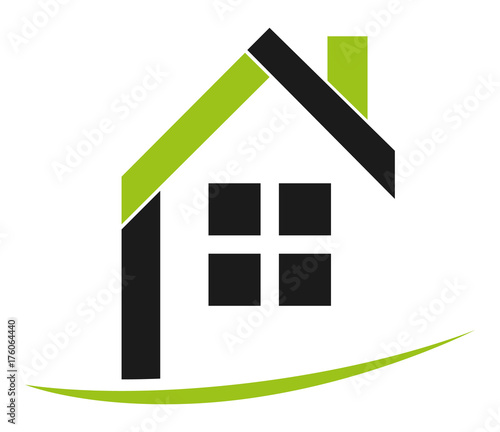 Green house logo, roof and chimney logo