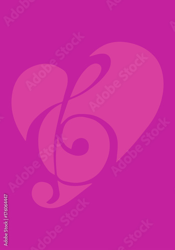 Love for music. Heart illustration.