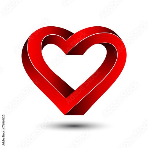 Heart abstract impossible geometric shape for Valentine's Day vector illustration isolated on white