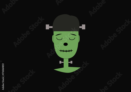 green frankenstein monster on a dark background