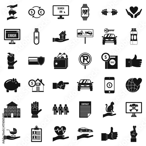 Monitor icons set, simple style