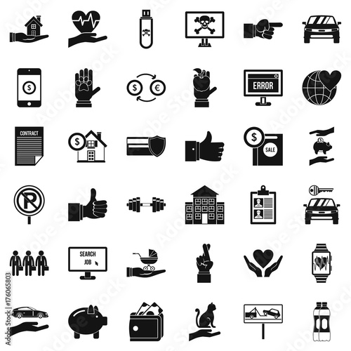 Protection icons set, simple style