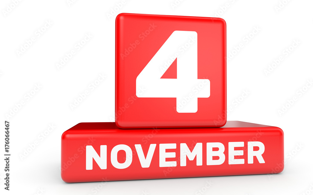 November 4. Calendar on white background. November 4. Calendar on white background.
