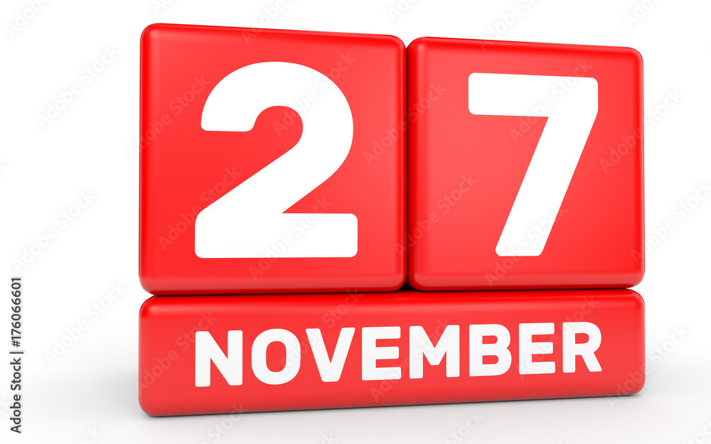 November 27. Calendar on white background. November 27. Calendar on white background.