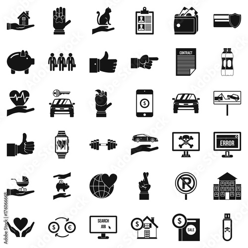Error icons set, simple style