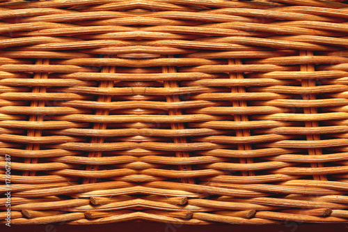 closeup of woven rattan handmade box or forniture for texture background