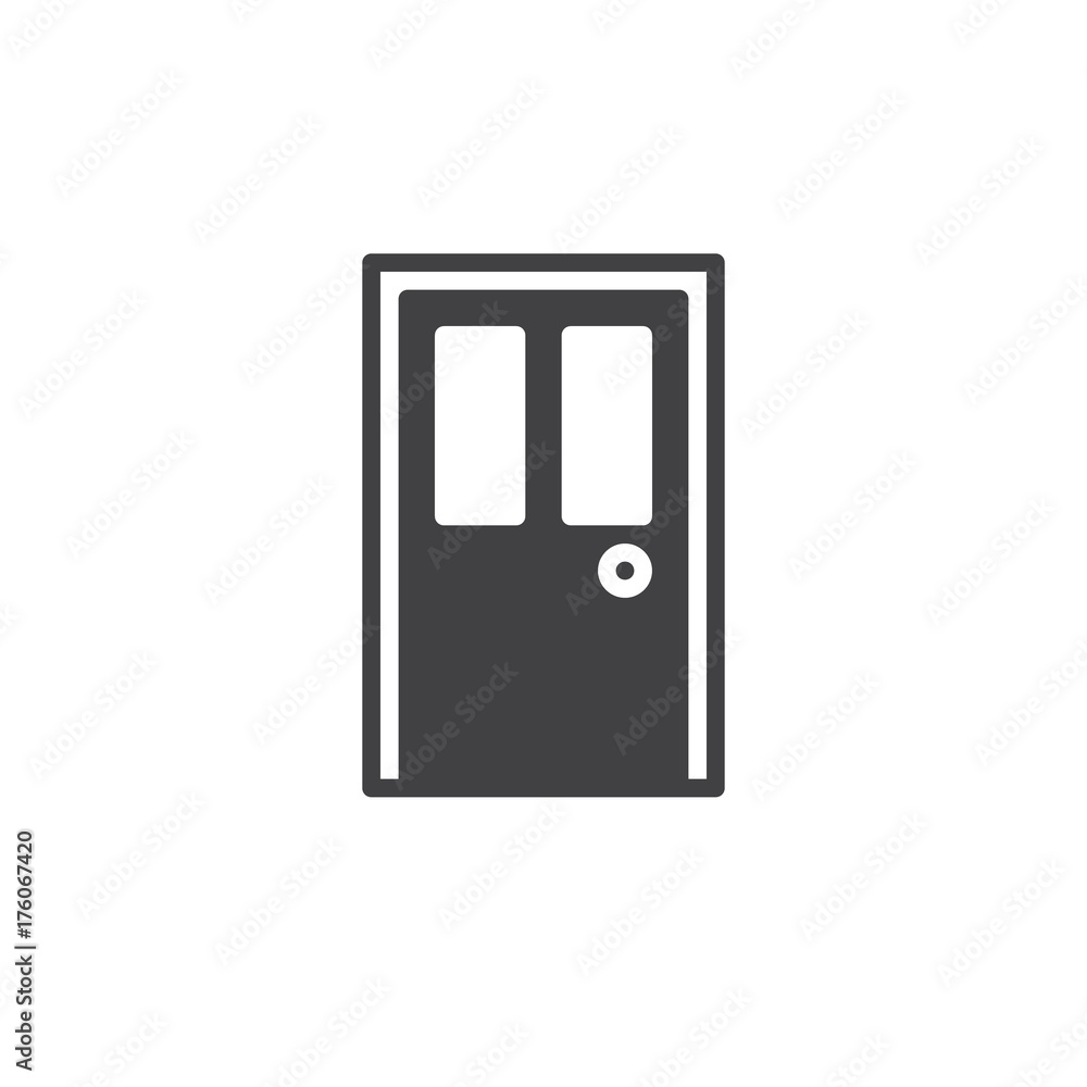 Door icon vector, filled flat sign, solid pictogram isolated on white. Symbol, logo illustration. Door icon vector, filled flat sign, solid pictogram isolated on white. Symbol, logo illustration.