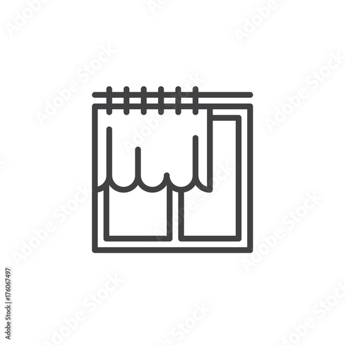 Window and curtain line icon, outline vector sign, linear style pictogram isolated on white. Symbol, logo illustration. Editable stroke