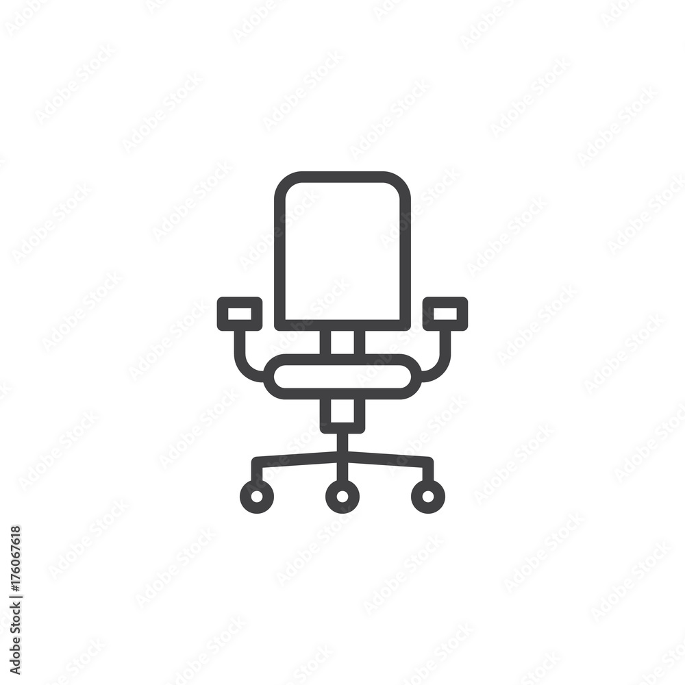 Office chair line icon, outline vector sign, linear style pictogram isolated on white. Symbol, logo illustration. Editable stroke Office chair line icon, outline vector sign, linear style pictogram isolated on white. Symbol, logo illustration. Editable stroke