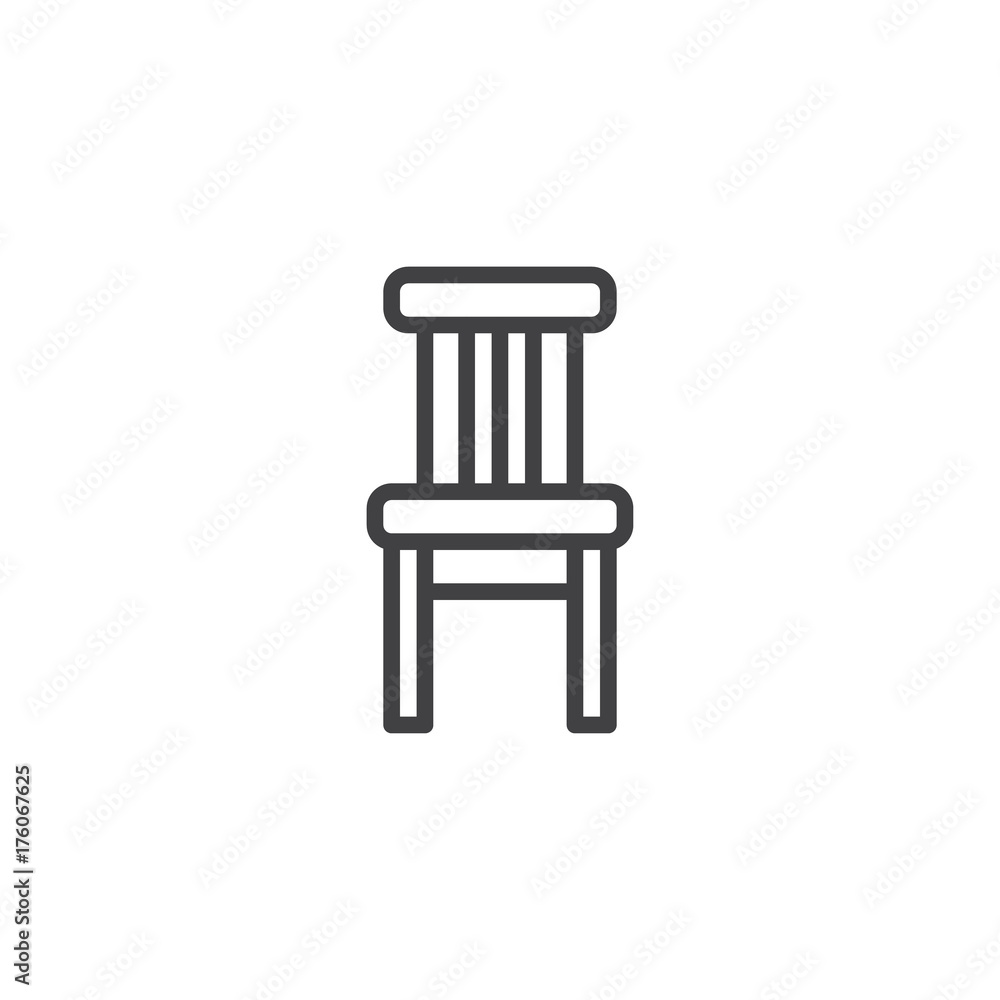 Chair household furniture line icon, outline vector sign, linear style pictogram isolated on white. Symbol, logo illustration. Editable stroke Chair household furniture line icon, outline vector sign, linear style pictogram isolated on white. Symbol, logo illustration. Editable stroke
