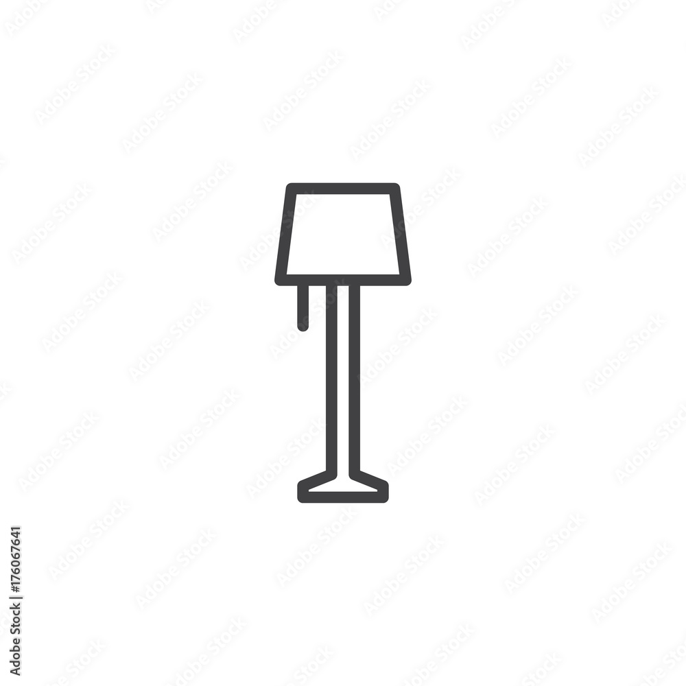 Floor lamp line icon, outline vector sign, linear style pictogram isolated on white. Symbol, logo illustration. Editable stroke Floor lamp line icon, outline vector sign, linear style pictogram isolated on white. Symbol, logo illustration. Editable stroke
