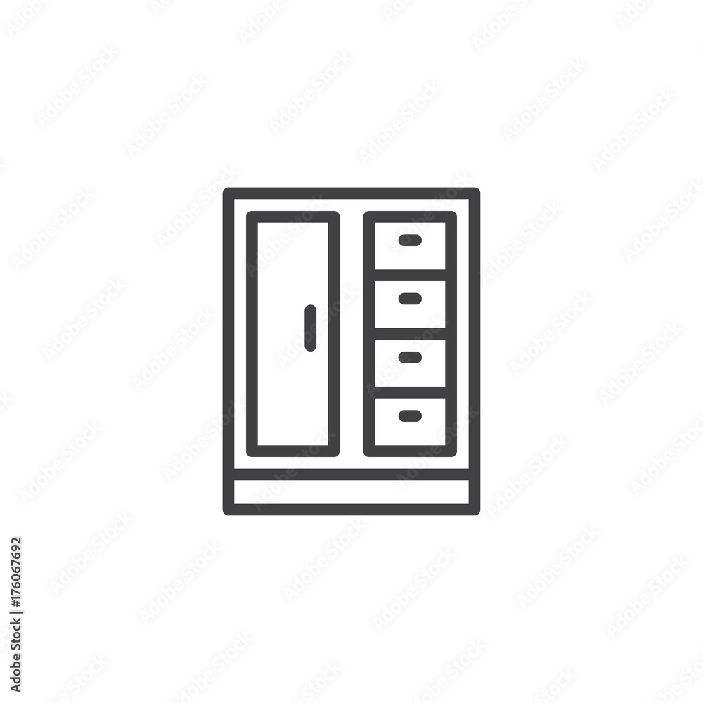 Cupboard line icon, outline vector sign, linear style pictogram isolated on white. Symbol, logo illustration. Editable stroke Cupboard line icon, outline vector sign, linear style pictogram isolated on white. Symbol, logo illustration. Editable stroke
