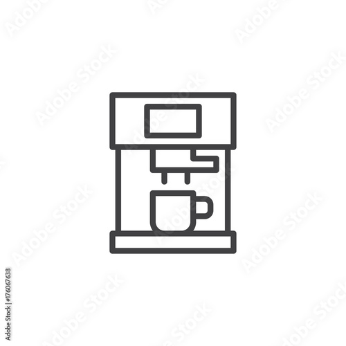 Coffee machine line icon, outline vector sign, linear style pictogram isolated on white. Symbol, logo illustration. Editable stroke