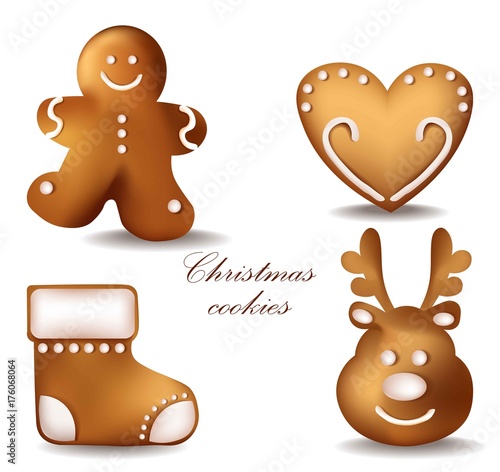 Christmas gingerbread cookies Vector. Detailed decors