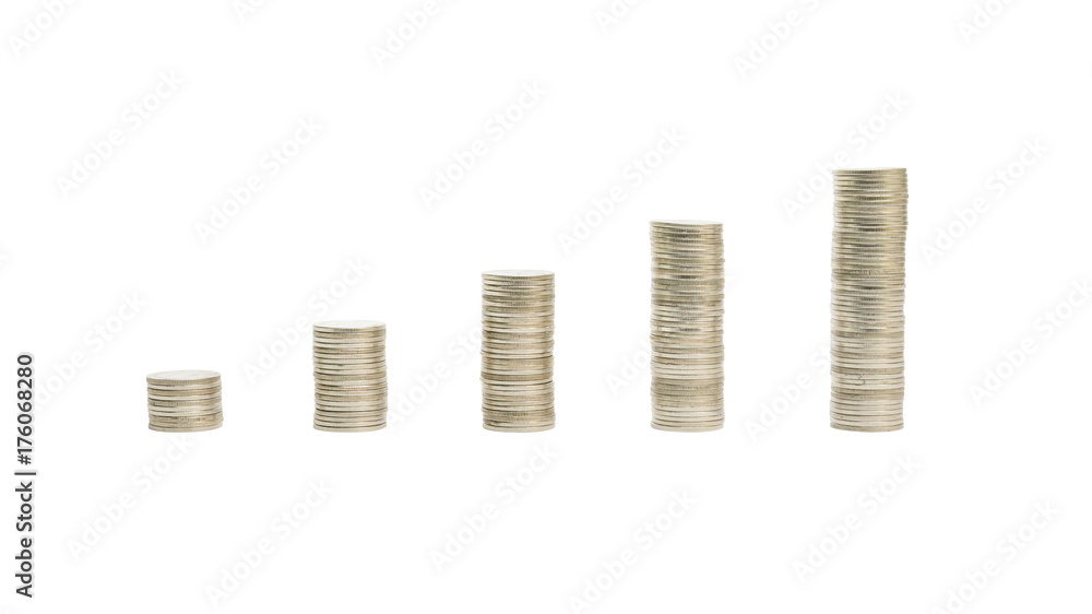 A heap of coin on a white background. A heap of coin on a white background.