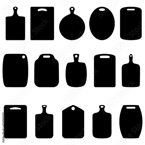 Set of silhouettes of cutting boards, vector illustration