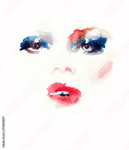 Makeup. Fashion illustration. Beautiful woman face