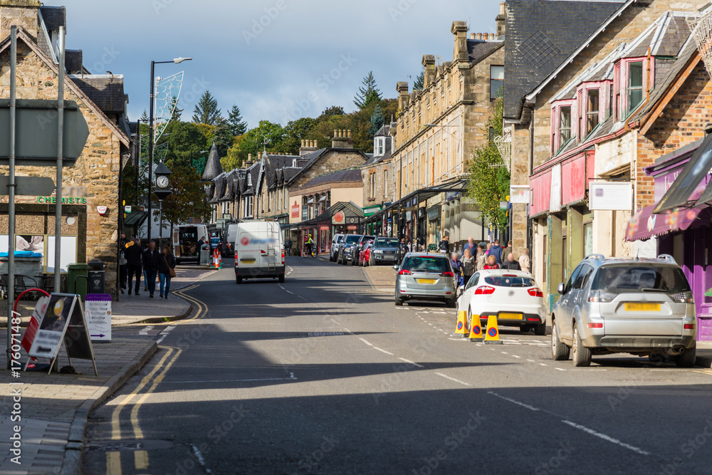 Busy Main Street Pitlochry Scotland