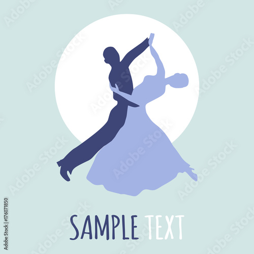 Couple dancing ballroom dance, vector logo