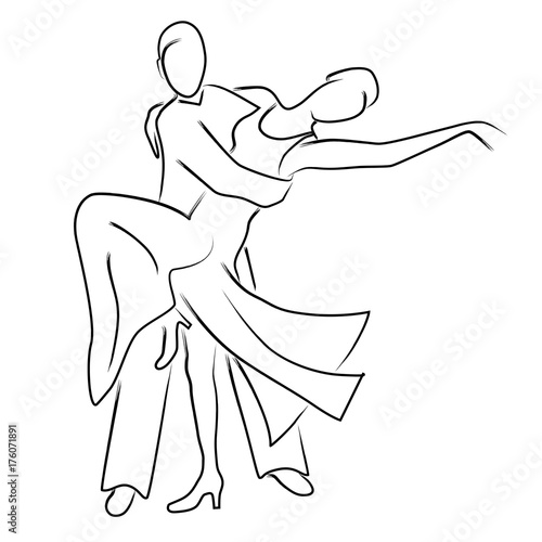 Couple dancing ballroom dance, vector logo