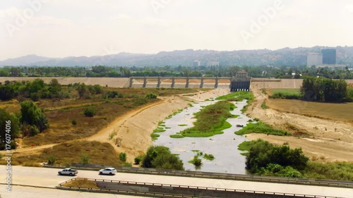 The Sepulveda Dam is a project of the U.S. Army Corps of Engineers designed to withhold winter flood waters along the Los Angeles River photo