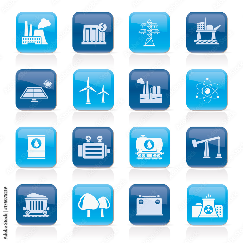 Energy produsing industry and resources icons - vector icon set Energy produsing industry and resources icons - vector icon set