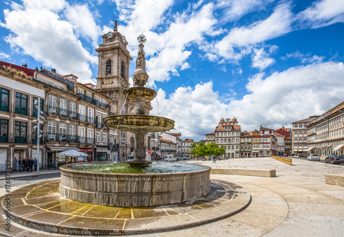 GUIMARAES, PORTUGAL - JUNE 16, 2016: Toural Square (Largo do Toural), in the city center of Guimaraes, Portugal. photo