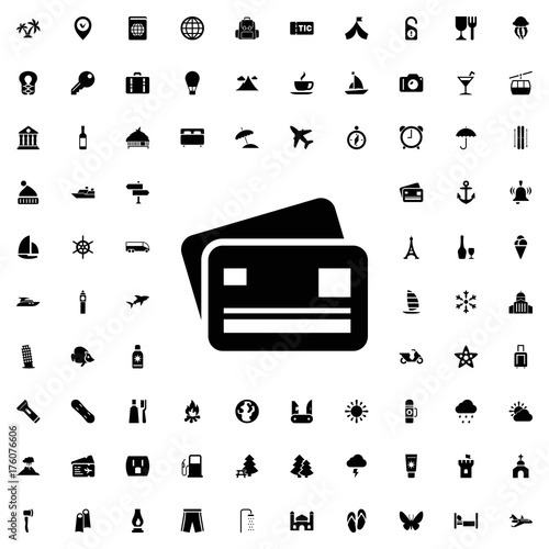 Bank card icon. set of filled tourism icons.