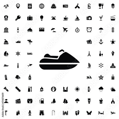 Jet ski icon. set of filled tourism icons.