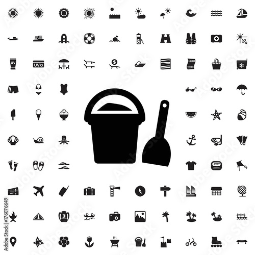 Bucket scoop icon.. set of filled summer icons.