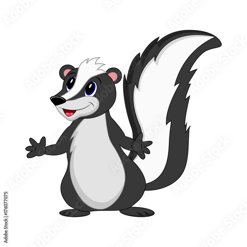 Cute cartoon skunk vector illustration isolated on white background