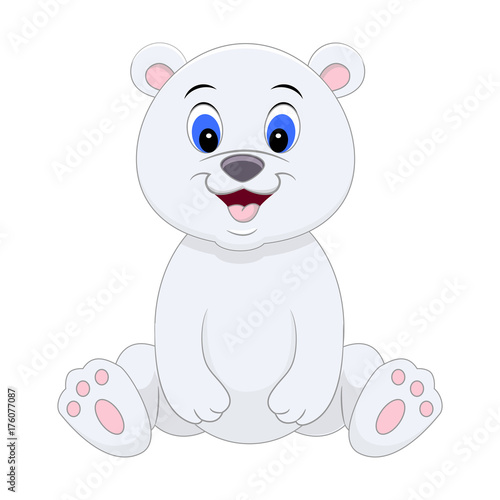 Cute cartoon polar bear. Vector illustration isolated on white background.