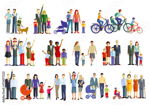 fröhliche Eltern Gruppen mit Kinder 