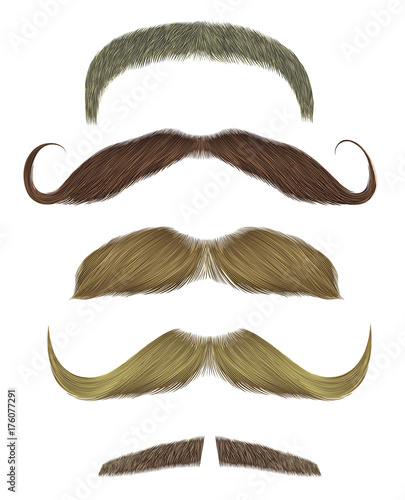 Vászonkép set vector mustache different colors.