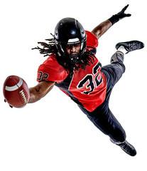 one american football player man isolated on white background