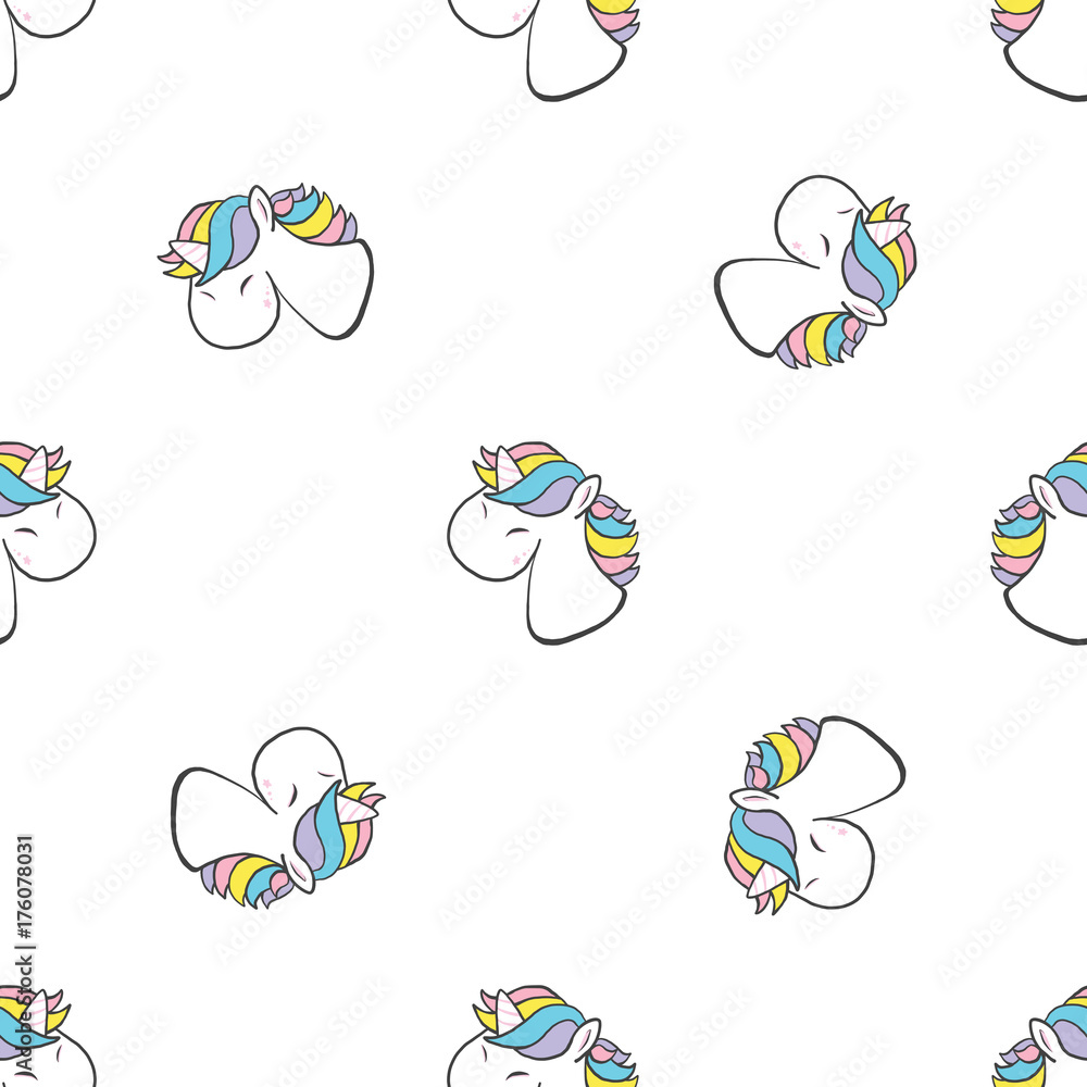 Seamless Pattern and Background with Cute Cartoon Unicorns Magic Collection Seamless Pattern and Background with Cute Cartoon Unicorns Magic Collection