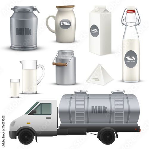 Product Milk Realistic Set