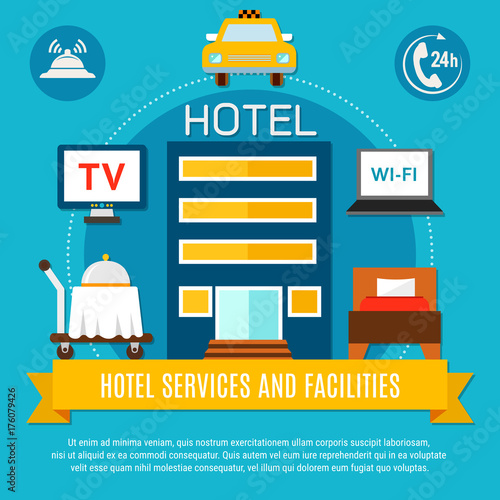 Hotel Services And Facilities Vector Illustration