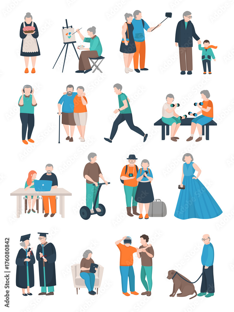 Fototapeta premium Aged People Characters Collection