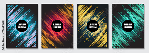 Cover design template. Vector minimal abstract background with scribble lines. Dance music party flyer, poster, brochure design. A4 size.