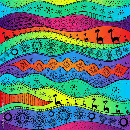 African hand-drawn ethno pattern, tribal background. It can be used for wallpaper, web page and others.  Vector illustration.
