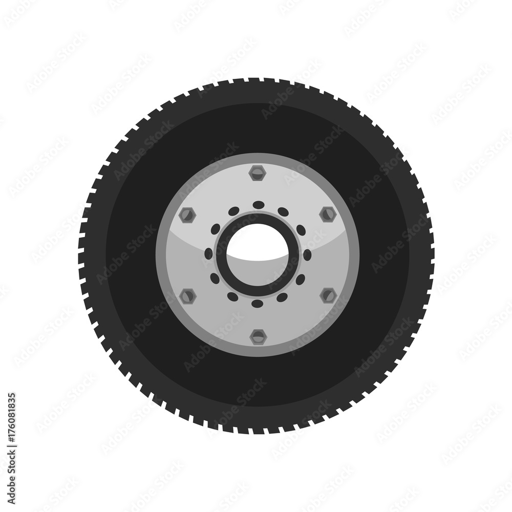 Wheel for transport in detail with Flat and solid color design. Wheel for transport in detail with Flat and solid color design.